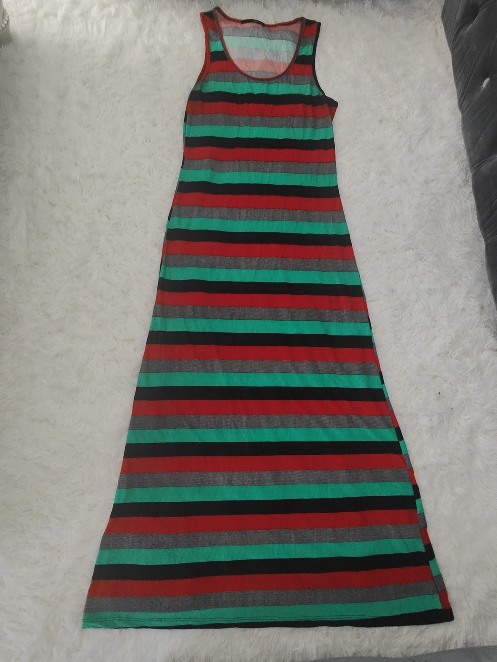 love J Striped Sleeveless Maxi Dress in Red, Teal, Black